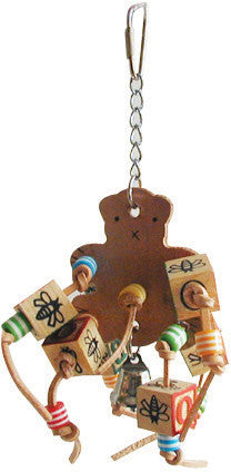 A&e Cage Company - Happy Beaks Leather Bear With Abc Blocks Bird Toy