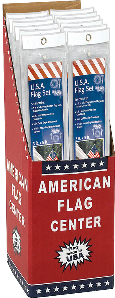 Flagzone Llc - 3'x5' Usa Flag With 6' Steel Pole Display