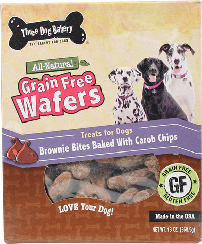 Three Dog Bakery - Grain Free Wafers Brownie Bites With Carob Chips