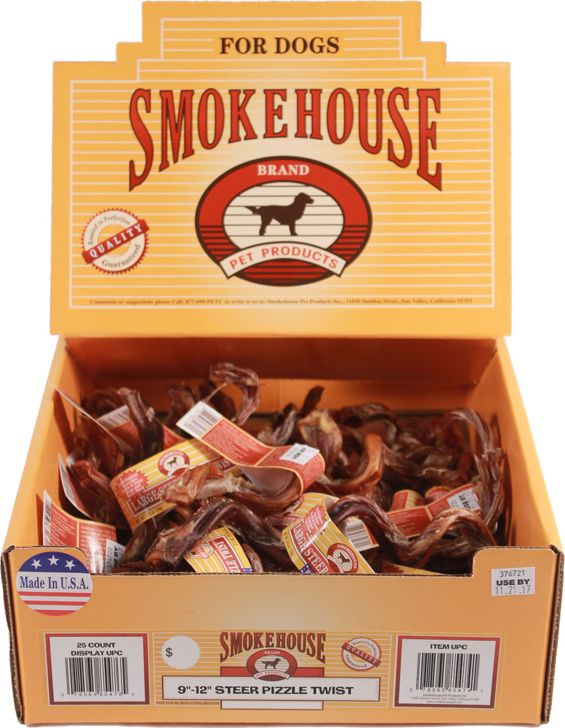 Smokehouse Pet Products - Usa Twisted Steer Pizzles Display