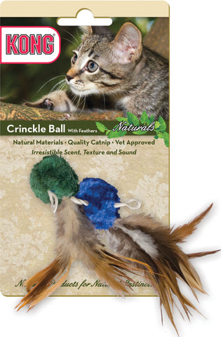 Kong Company-Natural Crinkle Ball With Feather