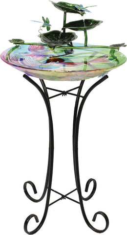 Beckett Corp - Glass Dragonfly Birdbath Fountain