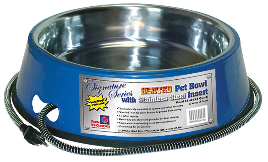 Farm Innovators Inc - Pet - Heated Pet Bowl With Stainless Steel Insert