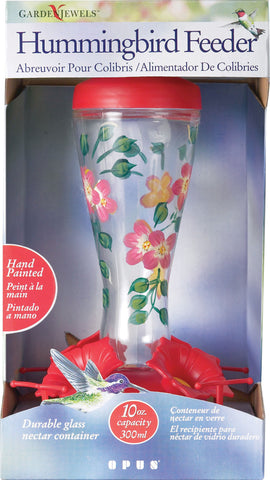 Woodstream Hummingbird  W - Hand Painted Glass Hummingbird Feeder