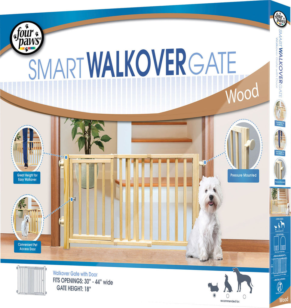 Four Paws Products Ltd - Walk-over Wood Gate With Door