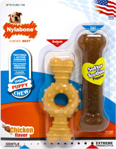 Nylabone Corp (bones) - Puppy Chew Textured Ring And Flat Bone Puppy Chew