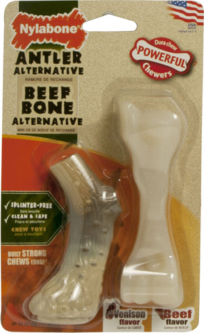 Nylabone Corp (bones) - Dura Chew Antler Alternative & Beef Bone Twin Pack