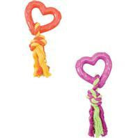 Ethical Dog - Lil Spots Rubber Heart W/rope Dog Toy