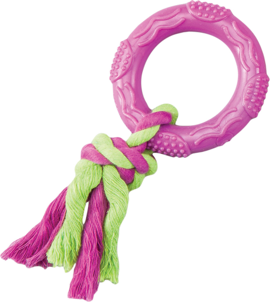 Ethical Dog - Lil Spots Rubber Ring W/rope Dog Toy