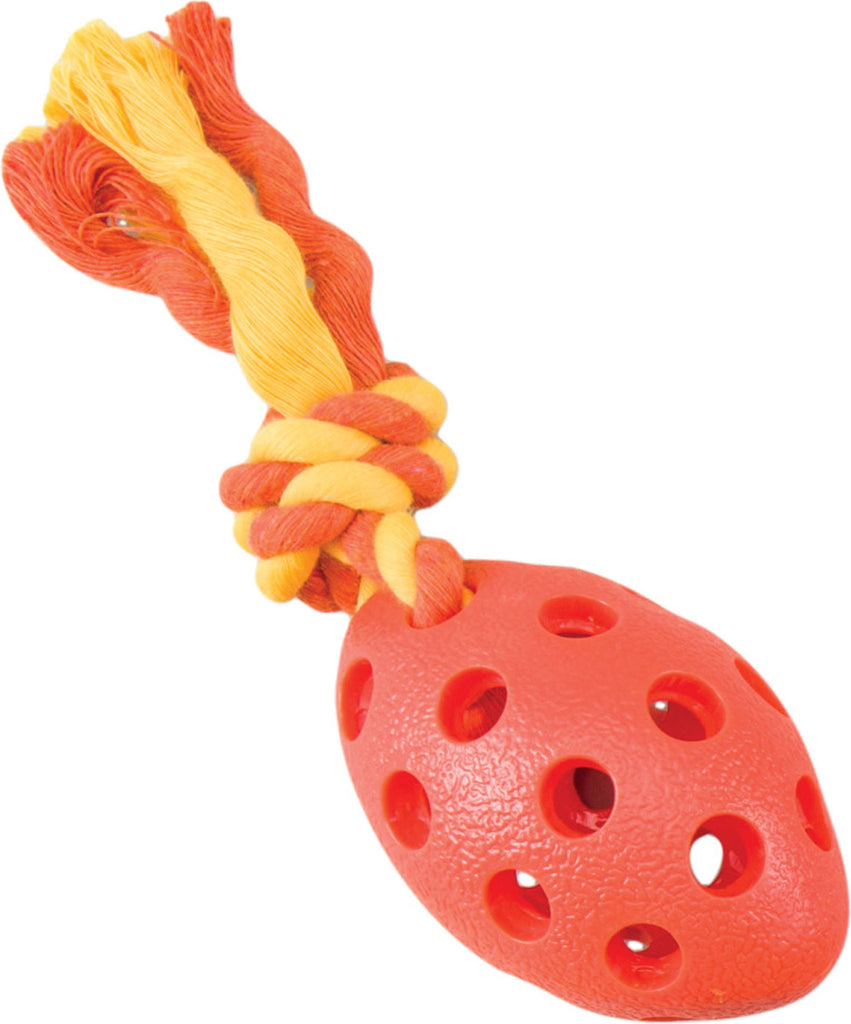 Ethical Dog - Lil Spots Rubber Football W/rope Dog Toy